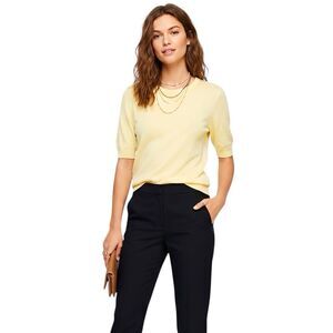 Philosophy Womens Sweater Medium Yellow 3/4 Clean Girl Soft Girl Ribbed Preppy